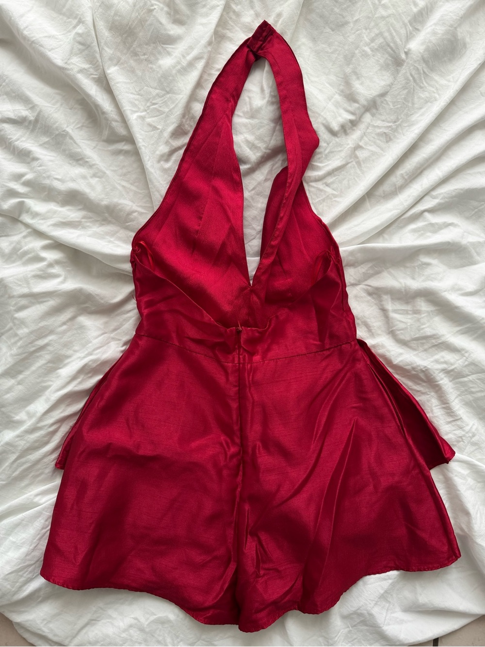 Red Halter One-Piece Ruffle Romper - Picture 6 of 7
